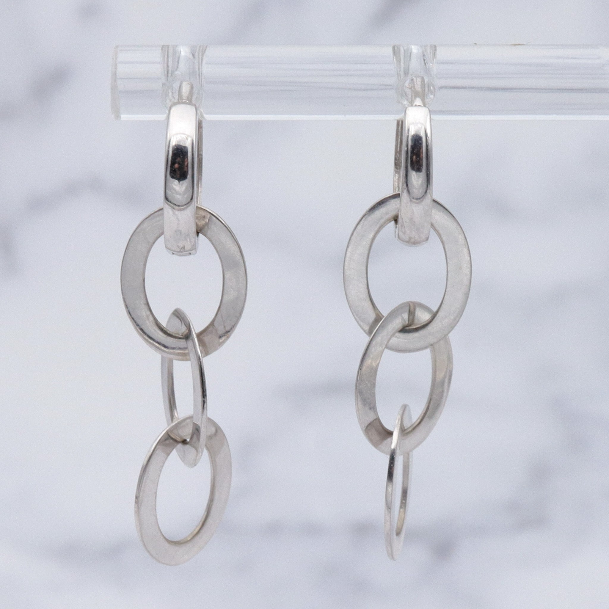 Vintage 14k white gold & cubic zirconia interlocking rings drop earrings
